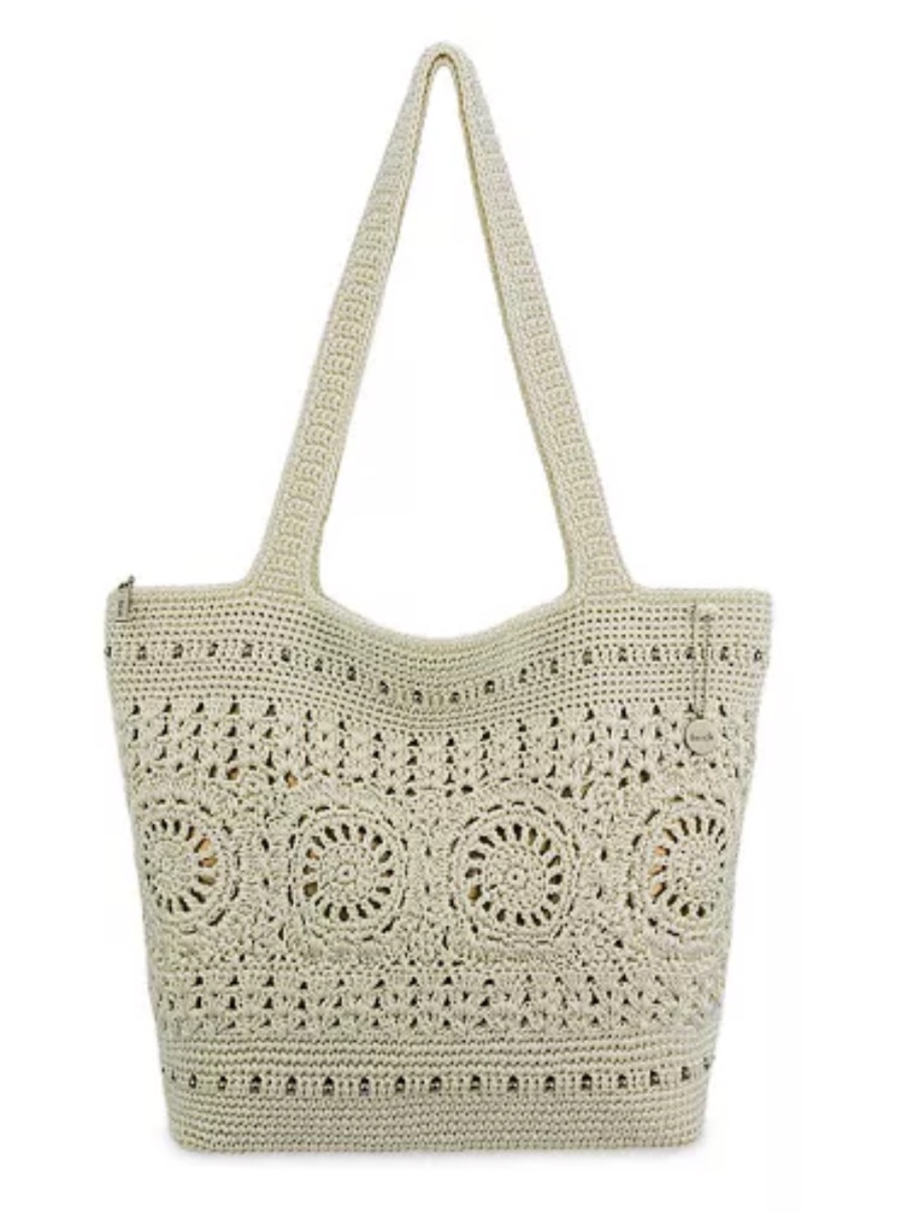 The Sak Sola Carryall Extra-Large Tote Handbag Boho Cream Crochet